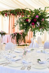 table setting at a banquet