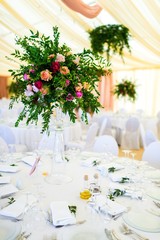 table setting at a banquet
