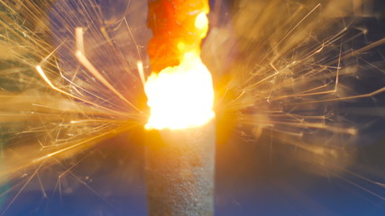 Firework sparkler burning