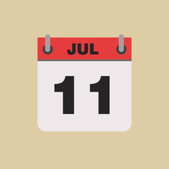 calendar flipping date time day month July simple flat vector illustration application app logo icon