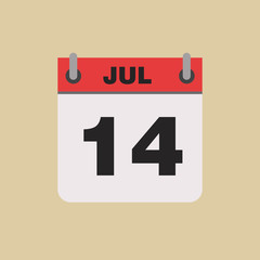 calendar flipping date time day month July simple flat vector illustration application app logo icon