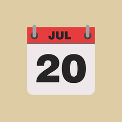 calendar flipping date time day month July simple flat vector illustration application app logo icon