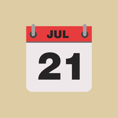 calendar flipping date time day month July simple flat vector illustration application app logo icon