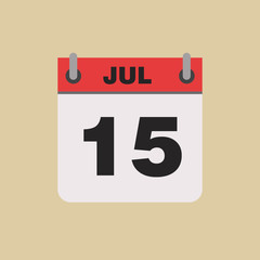 calendar flipping date time day month July simple flat vector illustration application app logo icon