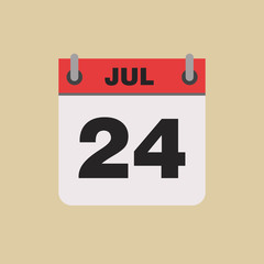 calendar flipping date time day month July simple flat vector illustration application app logo icon