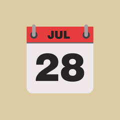 calendar flipping date time day month July simple flat vector illustration application app logo icon