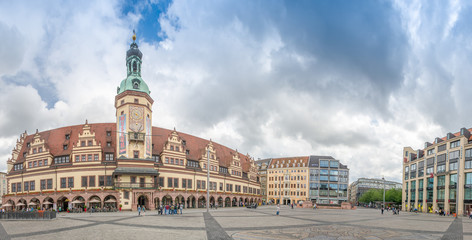 LEIPZIG, GERMANY - JULY 2016: Panoramic view of city streets. Leipzig is a major attraction in...
