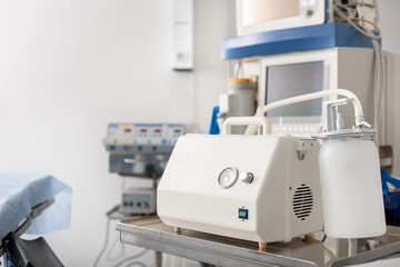 Instruments situating in modern room of clinic