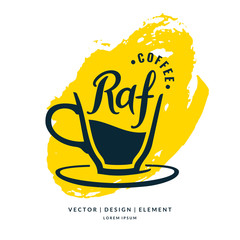Modern hand drawn lettering label for coffee drink Raf.