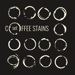 Set of isolated coffee stains.