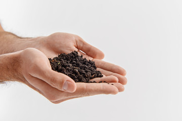 Man showing handful of ground