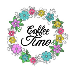 Flower vector frame and text 