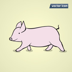 cute pink pig vector illustration