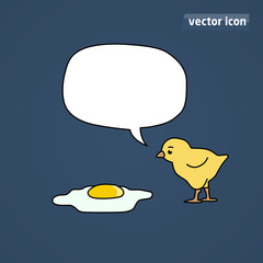 omelette flat shadow with chick vector illustration