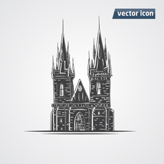 Obraz na płótnie Canvas Tyn Church in Praha vector illustration