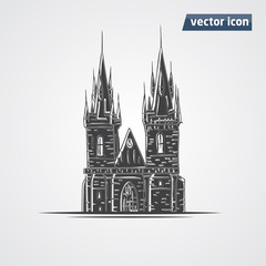 Obraz premium Tyn Church in Praha vector illustration