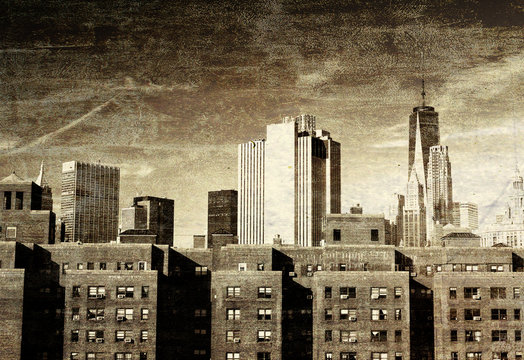 Vintage photo of New York City buildings