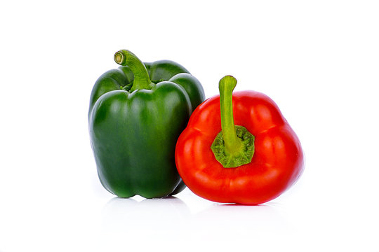 red ,green  pepper isolated on white background