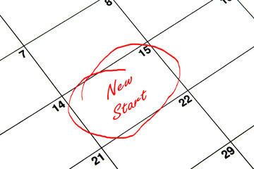 New Start Circled on A Calendar in Red
