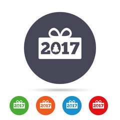 Happy new year 2017 sign icon. Christmas gift.