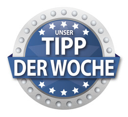 Button Unser Tipp der Woche, blau