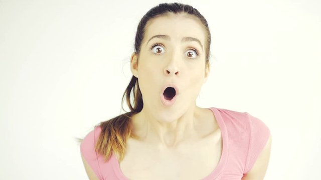 Cute woman making funny crazy faces