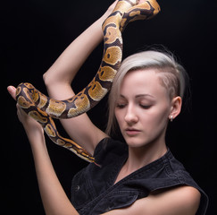 Blond woman with snake