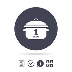 Boil 1 minute. Cooking pan sign icon. Stew food.