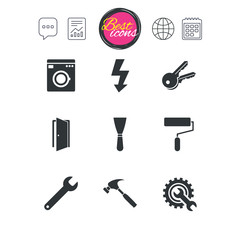 Repair, construction icons. Electricity, keys.