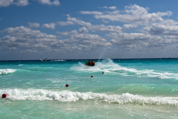 Morning waves at Caribbean sea