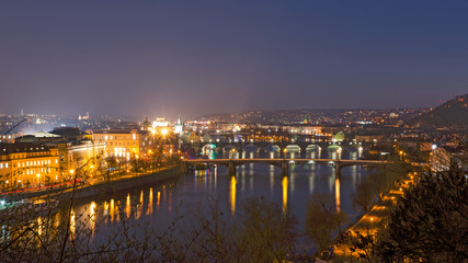 Fototapeta na wymiar Charles bridge in the night. View from Letna. Czech Republic.