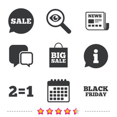 Sale speech bubble icons. Black friday symbol.