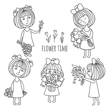 Girls and flowers.