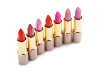 Colorful lipsticks isolated on a white
