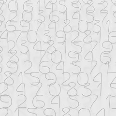 Numbers grayscale in random order 3D illustration