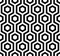 Vector seamless pattern. Modern stylish texture. Monochrome geometric pattern with hexagonal tiles