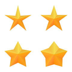 Set of four golden five point stars.
