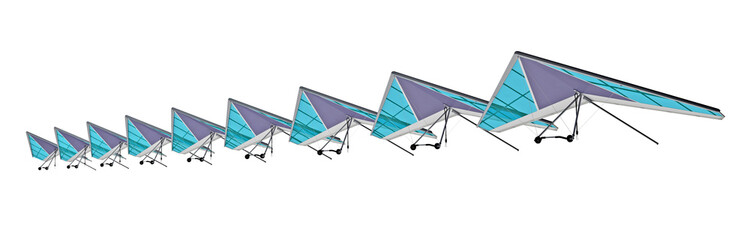 row Hang-glider isolated on white 3d rendering