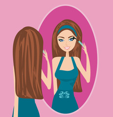 Girl applying make up