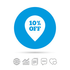 10 percent sale pointer tag sign icon.