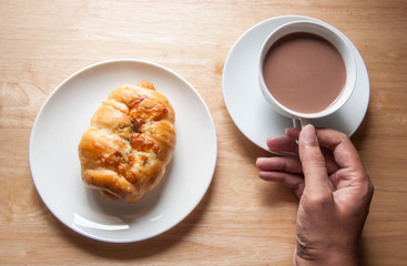  sausage roll and chocolate milk