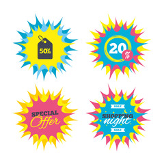 50 percent sale price tag sign icon.