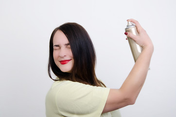 girl with varnish for hair