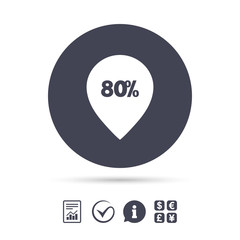 80 percent sale pointer tag sign icon.