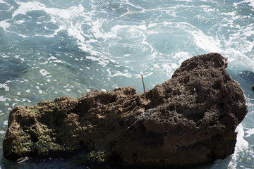 Stormy water flow in the Mediterranean Sea on the coast of Spain
