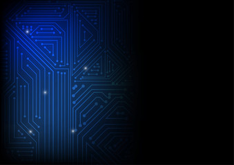Vector : Electronic circuit on blue background