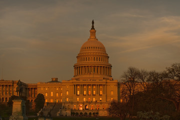 The US Capitol at sunset