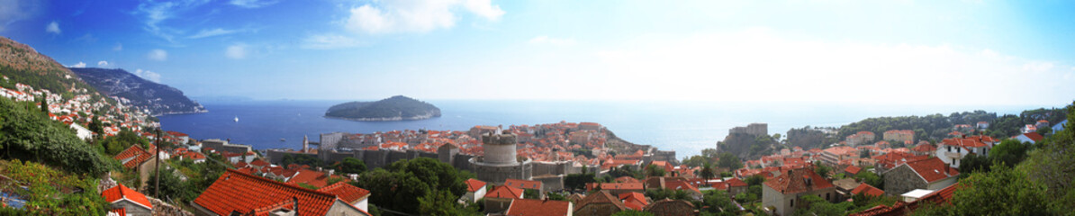 Naklejka na ściany i meble Panoramic view of the walled city, Croatia Dubrovnik city