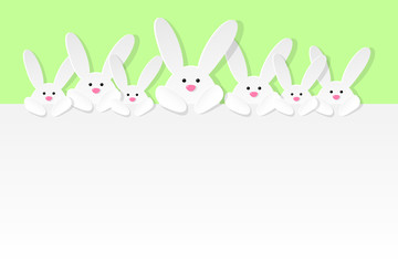 Easter bunnies design with copyspace. Vector.