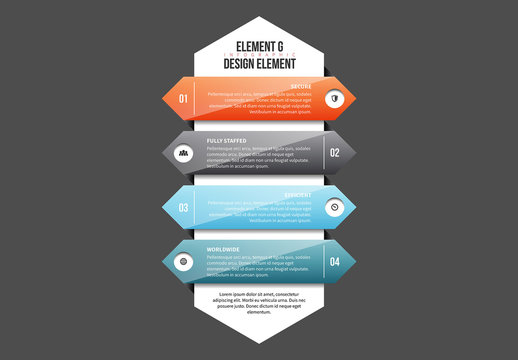 Stacked Glossy Arrow Infographic Element